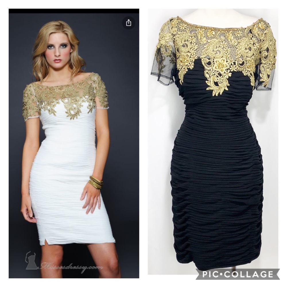 NWT Lara Designs Black & Gold Cocktail Dress 20